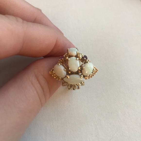 Opal and Ruby Vintage Ring - Picture 3 of 7